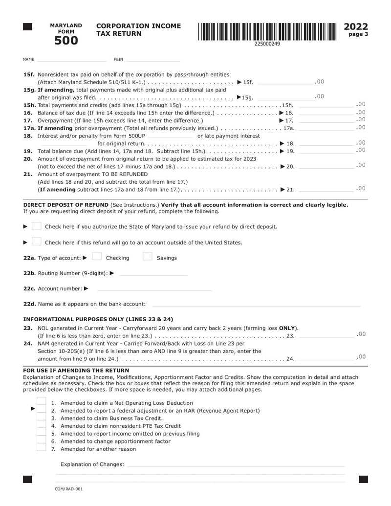 Large thumbnail of Maryland Form 500 - Dec 2022