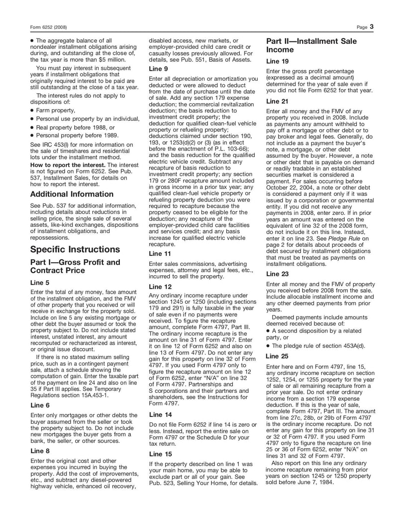 Large thumbnail of Form 6252 - Jan 2008