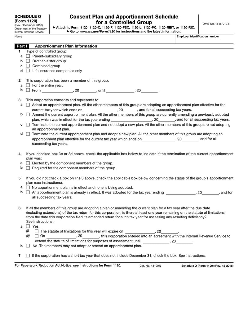 Large thumbnail of Form 1120 Schedule O - Dec 2018