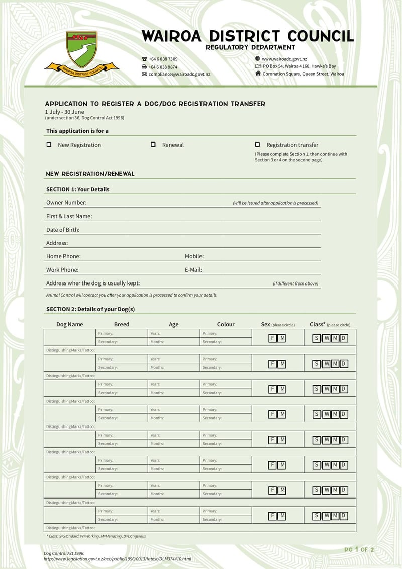Large thumbnail of Application to Register a Dog - Apr 2022