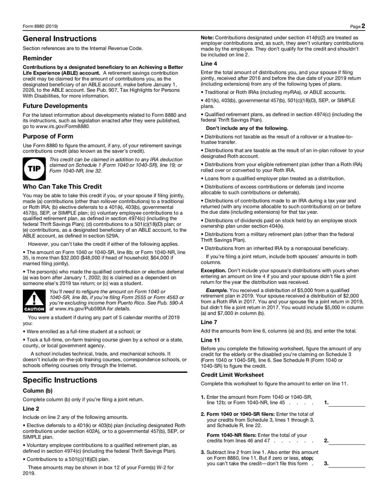 Large thumbnail of Form 8880 - Nov 2019