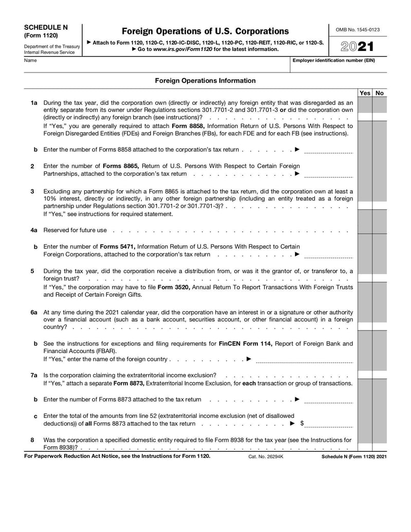 Large thumbnail of Schedule N (Form 1120) - Jan 2021