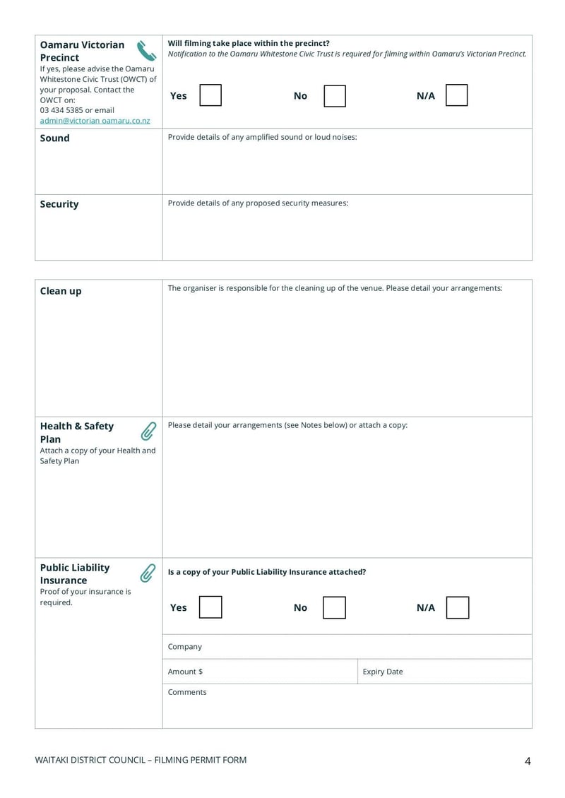 Large thumbnail of Waitaki District Filming Approval Application Form - Sep 2021