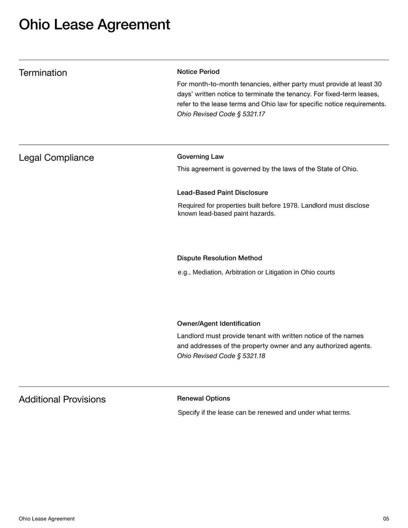 Large thumbnail of Ohio Lease Agreement Template