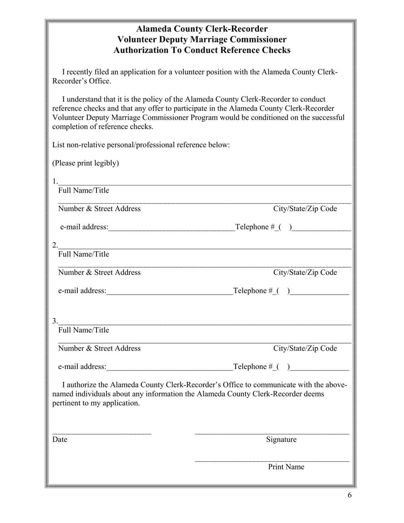 Large thumbnail of Alameda Volunteer Deputy Marriage Commissioner Application