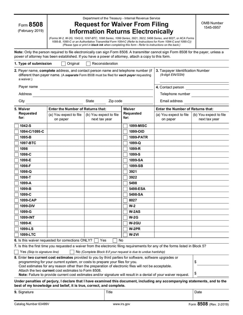 Large thumbnail of Form 8508 - Feb 2019