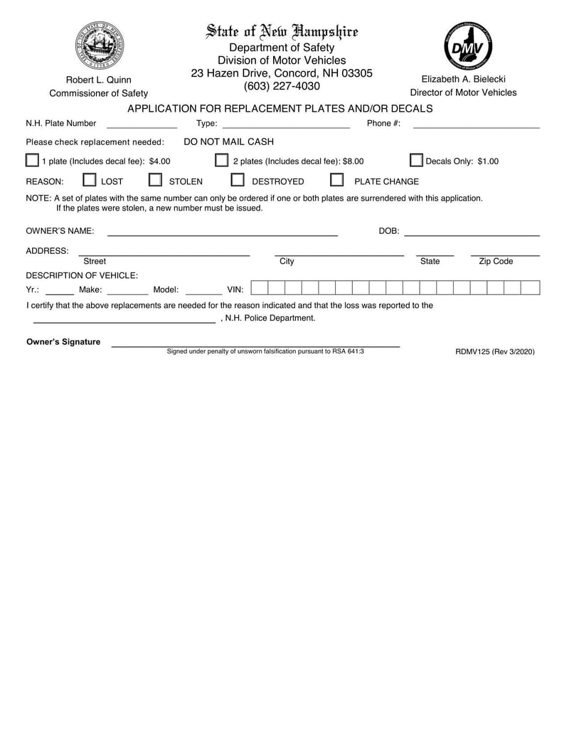 Large thumbnail of Form RDMV125