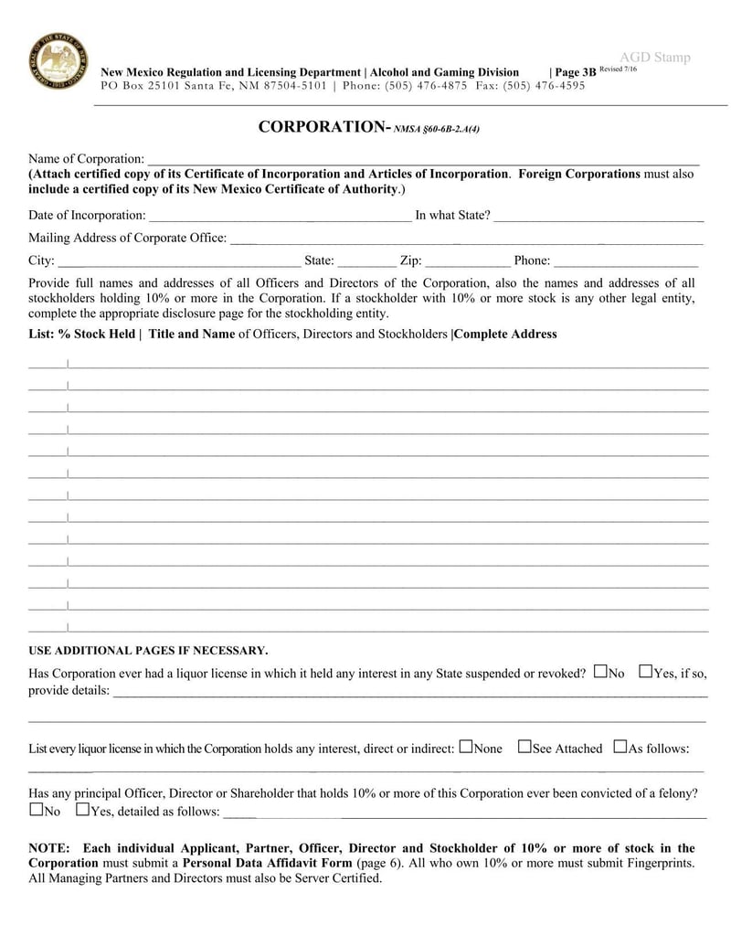 Large thumbnail of New Mexico Change of Structure Application