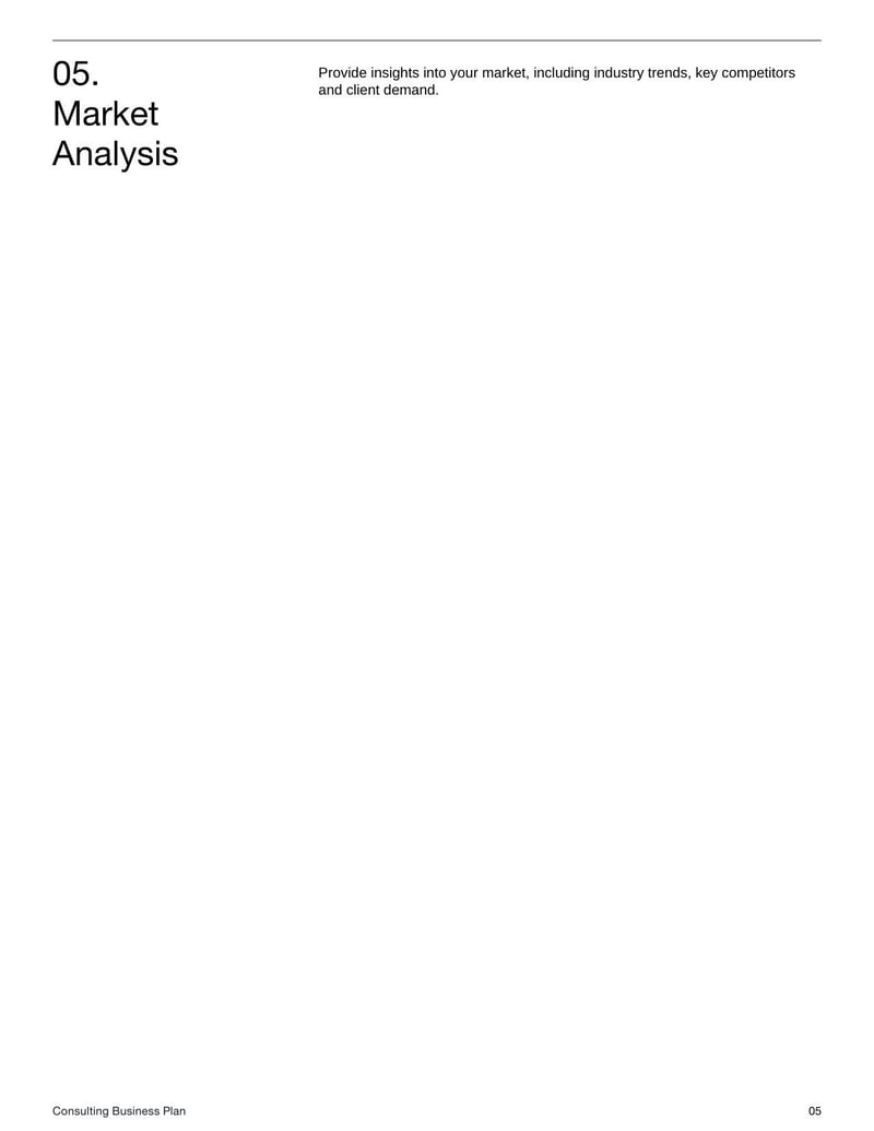 Consulting Business Plan Template for planning a consulting firm's services and operations