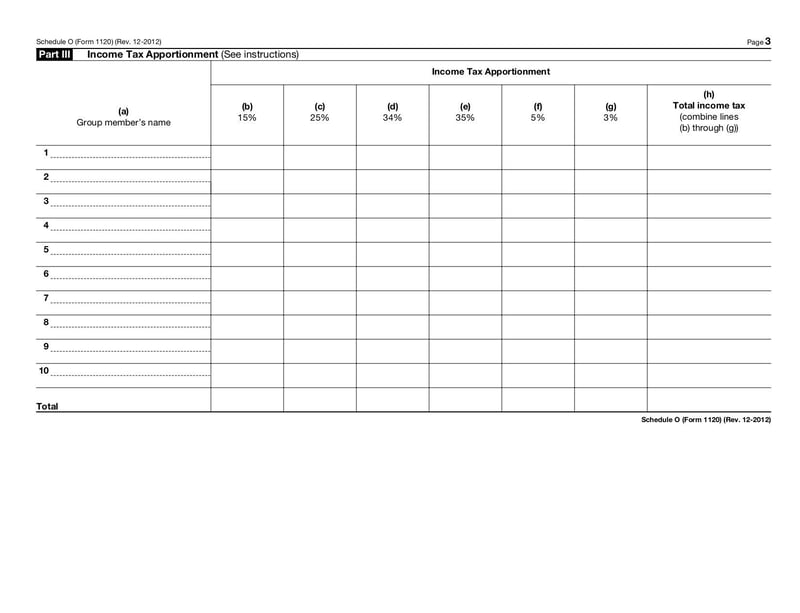Large thumbnail of Schedule O (Form 1120) - Dec 2012