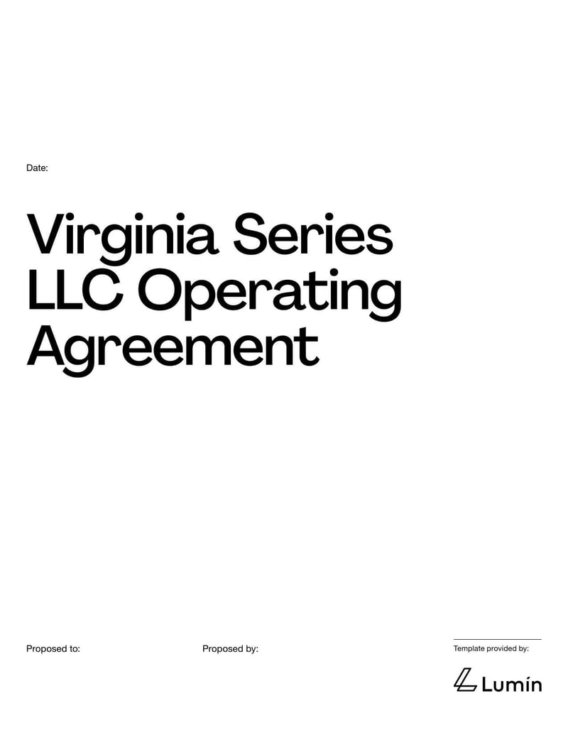 Virginia Series LLC Operating Agreement outlining structure and management of a Virginia Series LLC