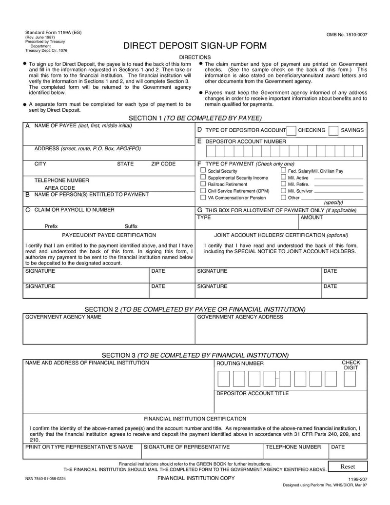 Large thumbnail of Standard Form 1199A - Oct 2003
