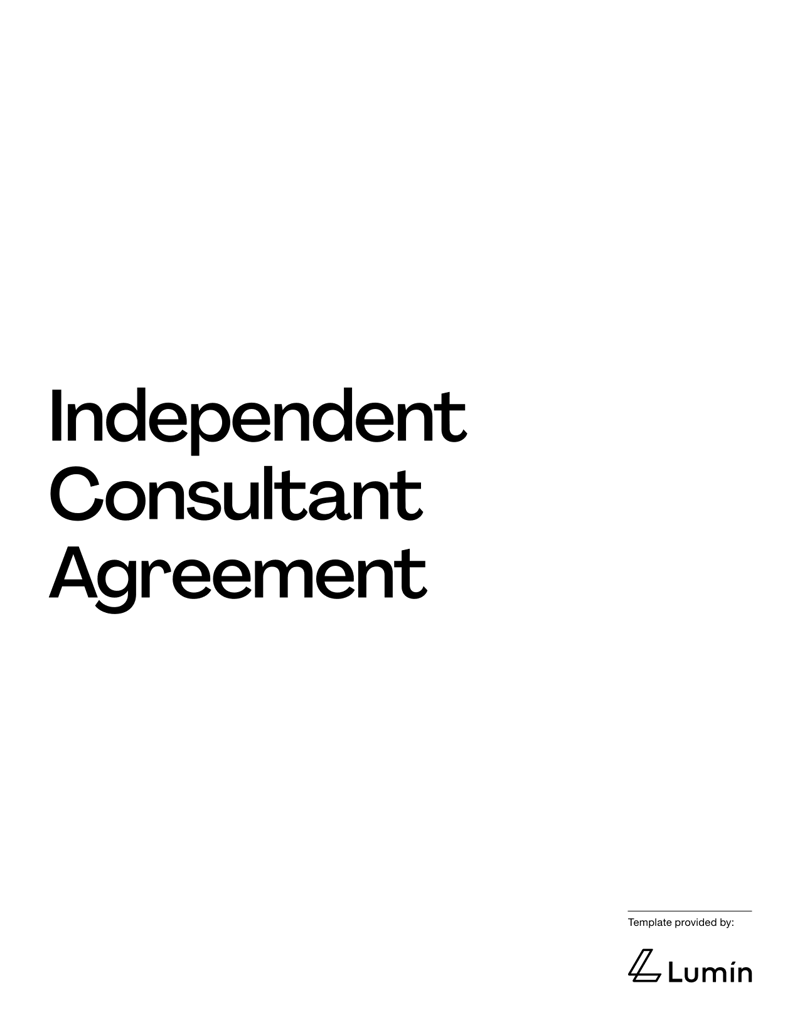 Independent Consultant Agreement setting terms for services, payment, confidentiality and intellectual property