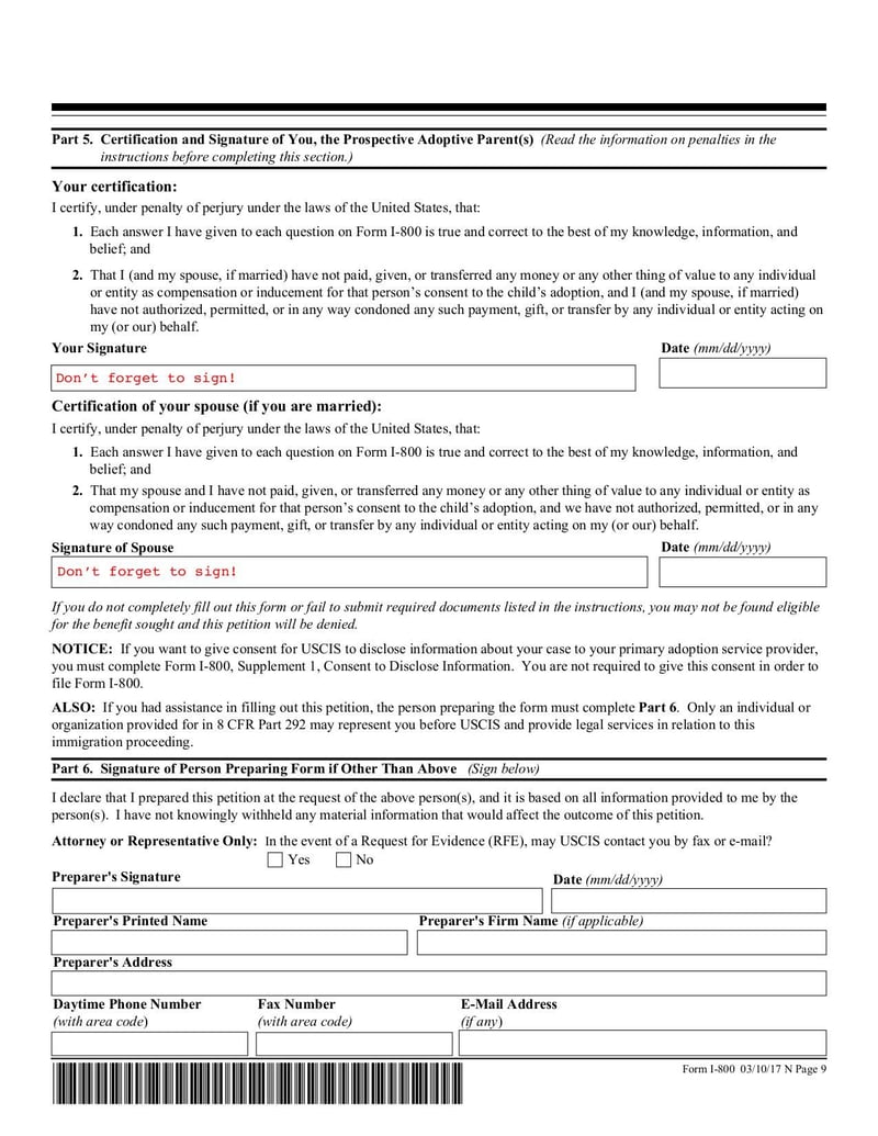 Large thumbnail of Form I-800 - Mar 2017