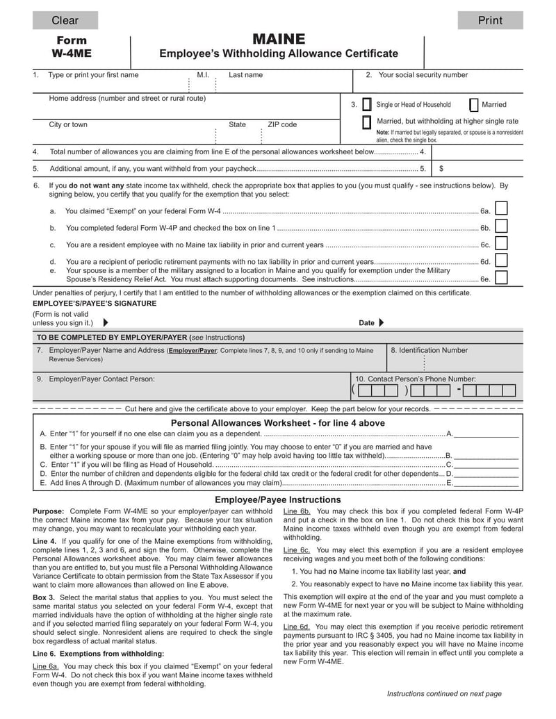 Large thumbnail of Form W-4ME