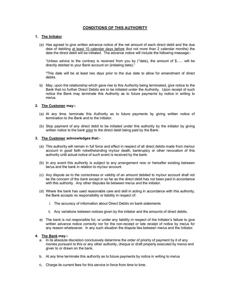 Large thumbnail of Authority to Accept Direct Debit Application Form - May 2021