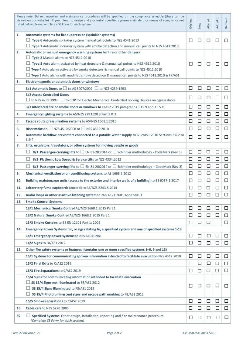 Large thumbnail of Form 27 Application for Compliance Schedule Rev 7 - Nov 2019