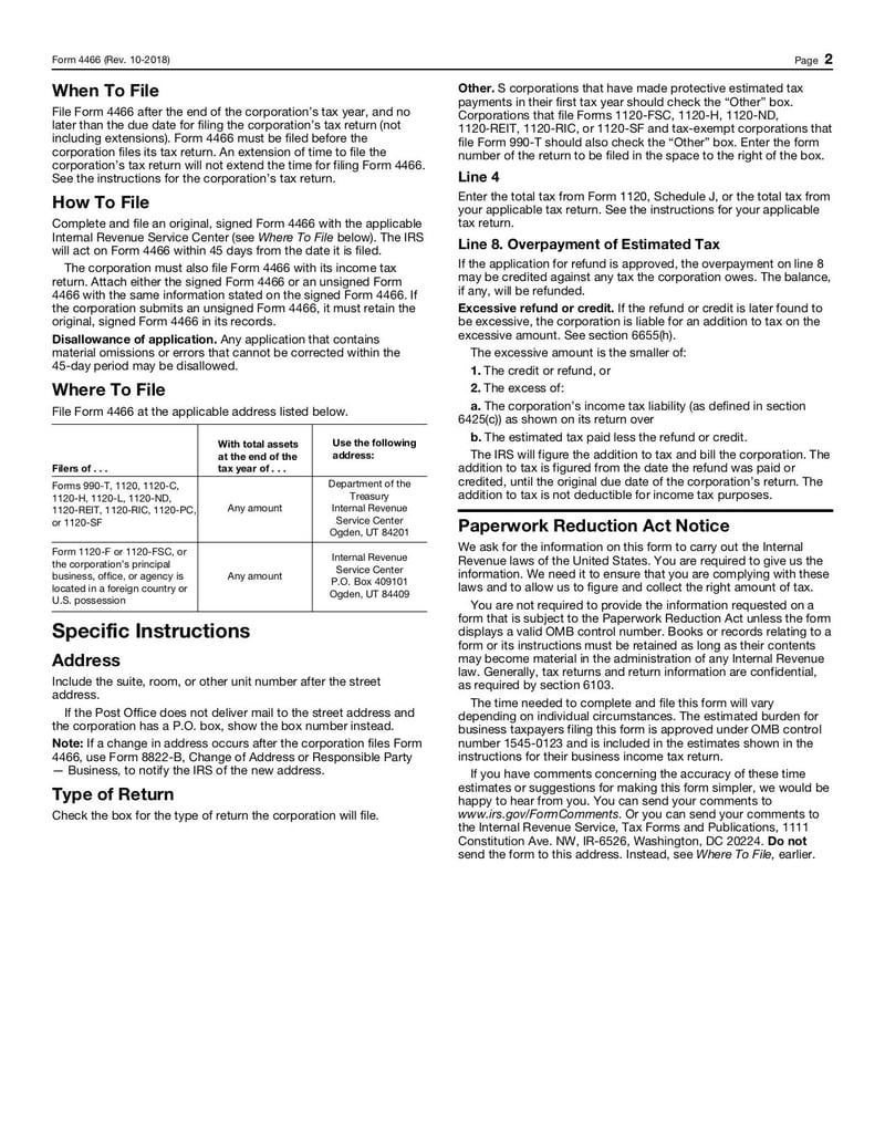 Large thumbnail of Form 4466 - Oct 2018