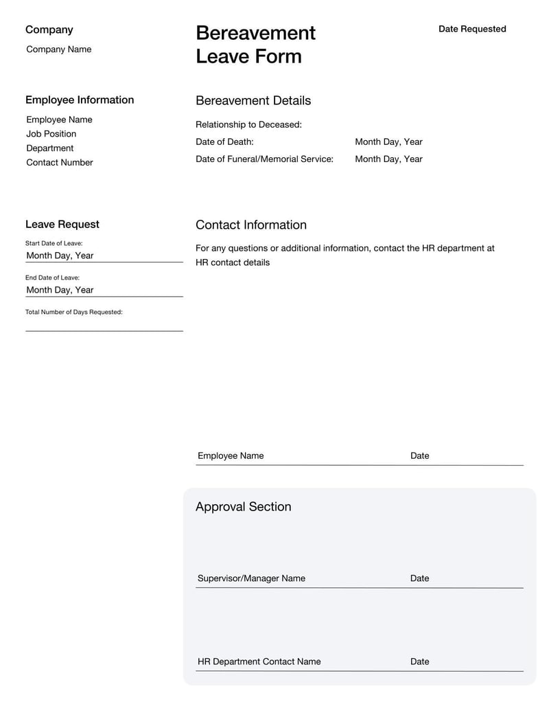 Large thumbnail of Bereavement Leave Form