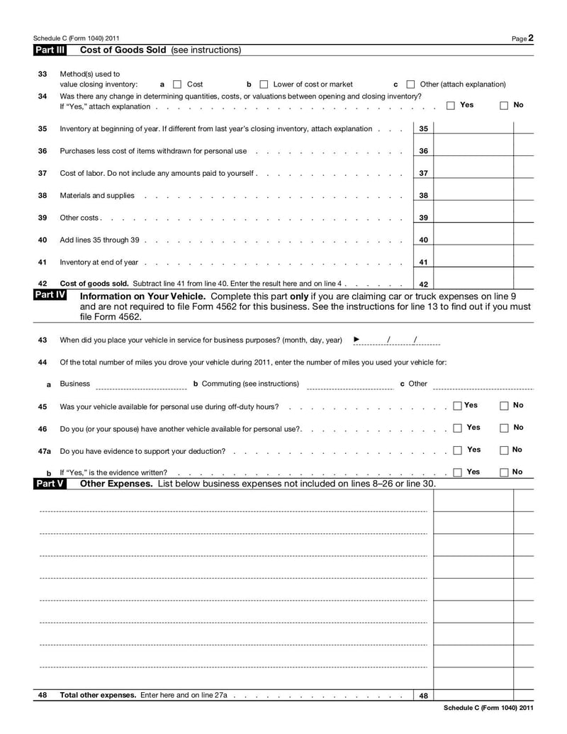 Large thumbnail of Form 1040 (Schedule C) - Oct 2011