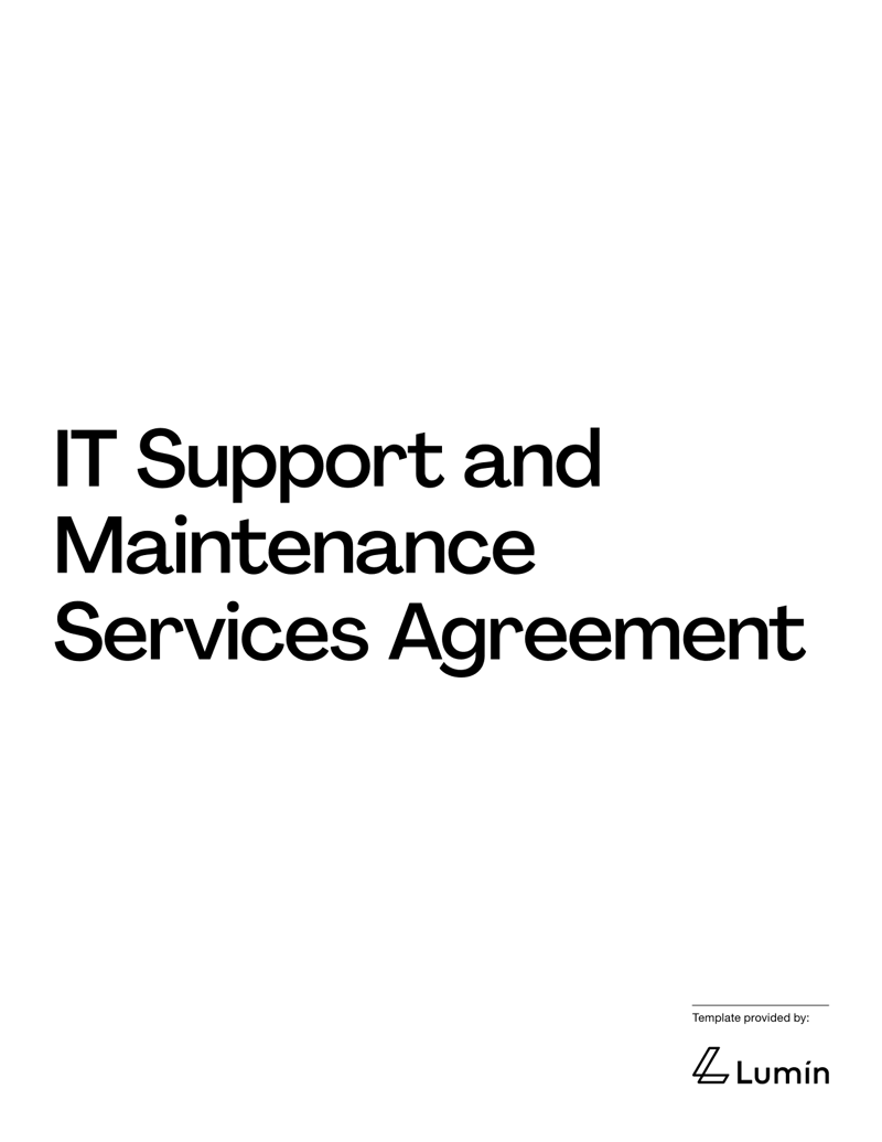 IT Support and Maintenance Services Agreement (India) with service terms, system upkeep details, and dispute resolution provisions