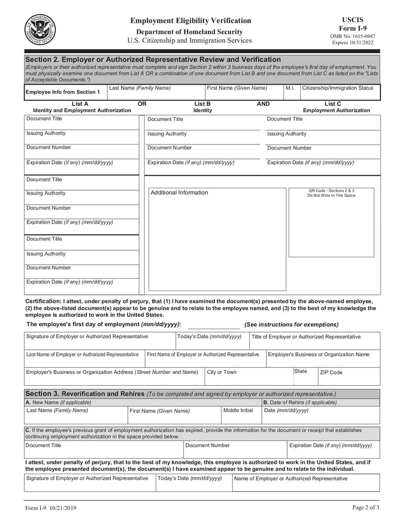 Large thumbnail of Form I-9 - Oct 2021