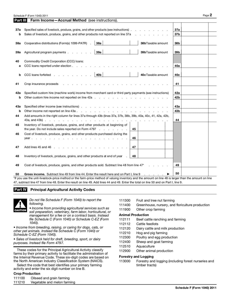 Large thumbnail of Form 1040 (Schedule F) - Jan 2011