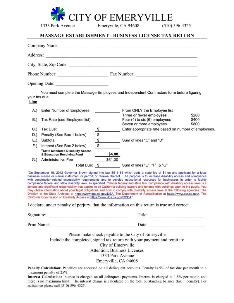 Large thumbnail of Emeryville Business License Application
