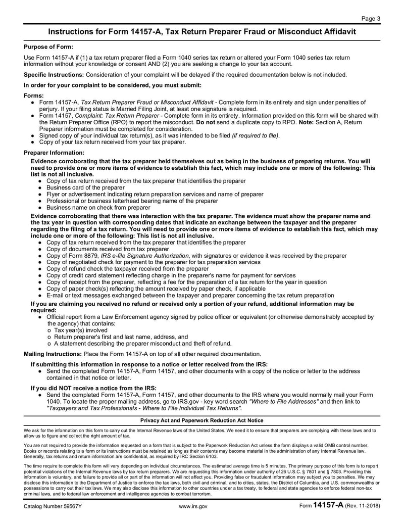 Large thumbnail of Form 14157-A - Nov 2018