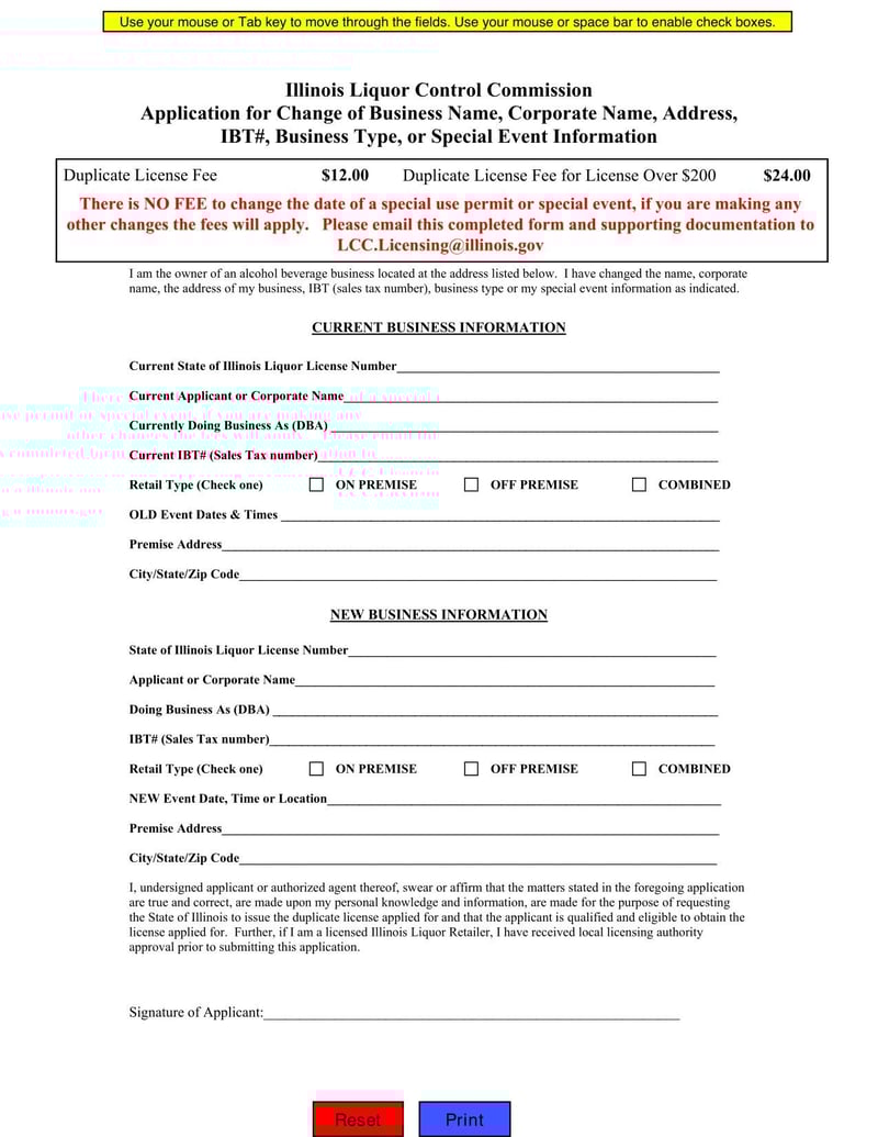 Large thumbnail of Illinois Application for Change of Business Information