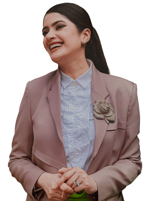 Carbon diamond brooch and ring worn with a blush tailored blazer
