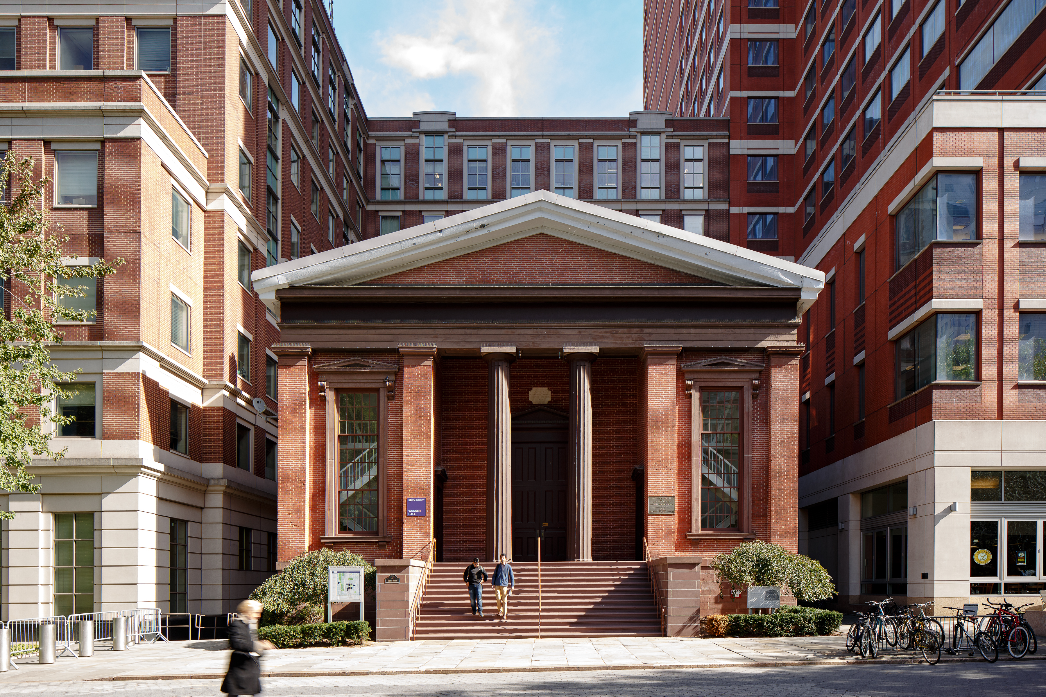 Wunsch Hall front facade as viewed from the Quad at Metrotech