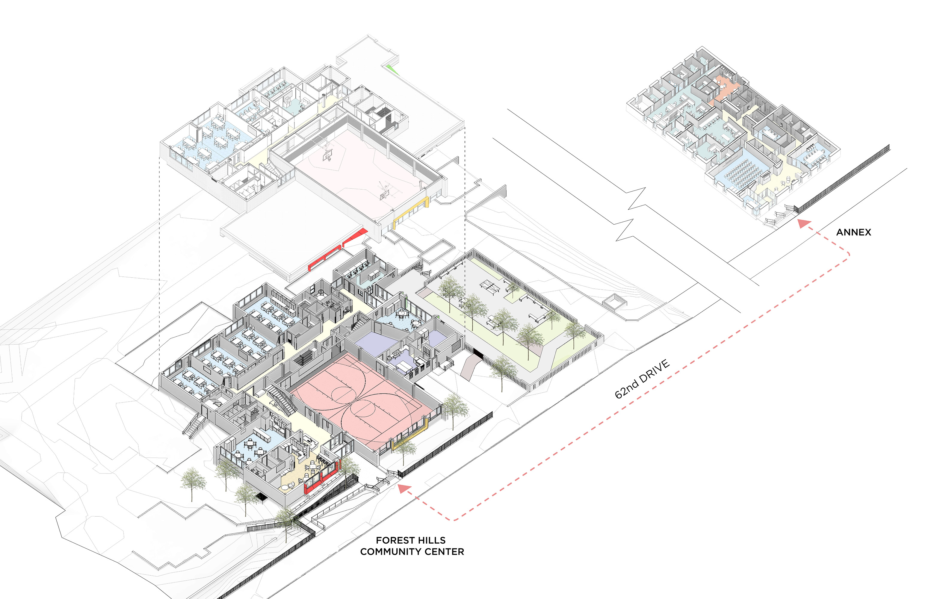 Axonometric drawing of project areas
