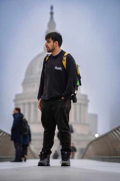 Photographer portrait on Millennium Bridge, London