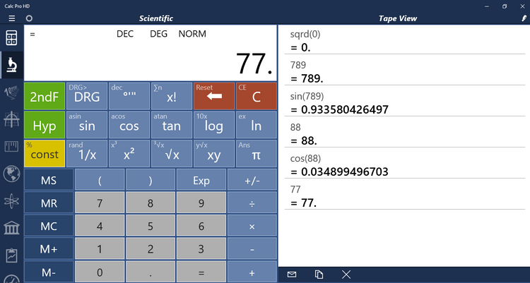 CAL PRO HD Calculator Interface