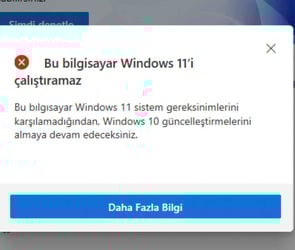 Bu bilgisayar Windows 11'i çalıştıramaz hatası nedir?