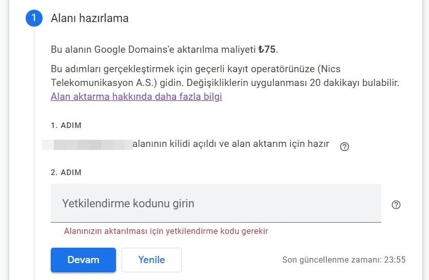 GoDaddy'den Google Domains'e domain nasıl transfer edilir? 67