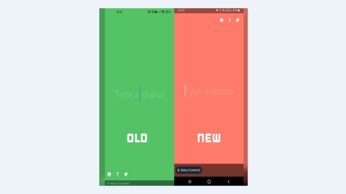 WhatsApp Android için metin durum arayüzünü değiştirecek 66