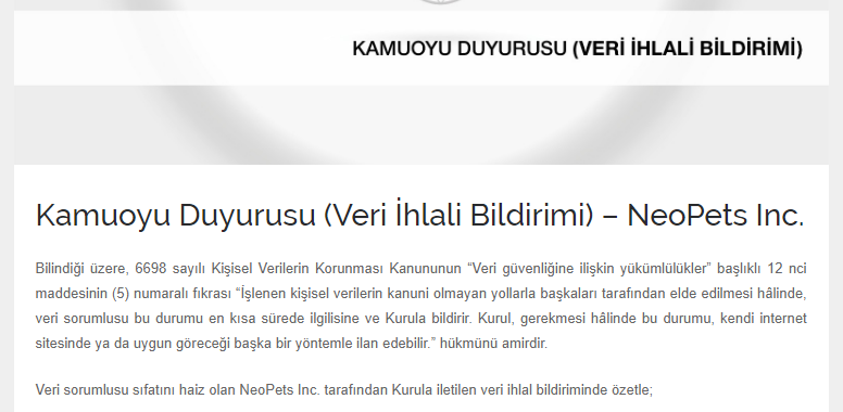 KVKK'dan kritik uyarı: Büyük veri sızıntısı yaşandı 66 KVKK Neopets