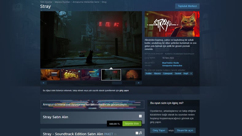Sokak kedisi olacağınız Stray, PC için yayınlandı 66 27
