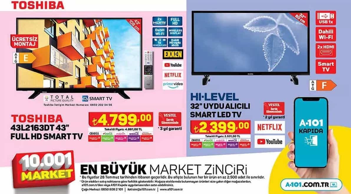 haftaya a101de kacirilmayacak akilli televizyon ve oyuncu ekipmanlari