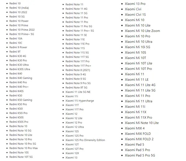 miui 14 alacak cihaz listesi sizdirildi iste guncellenecek modeller 1