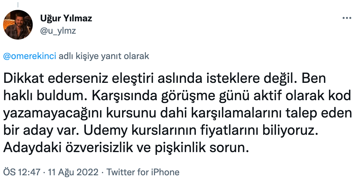 Deneyimli yazılımcı Doğan Dağdelen'in iş görüşmesi olay oldu ! 69