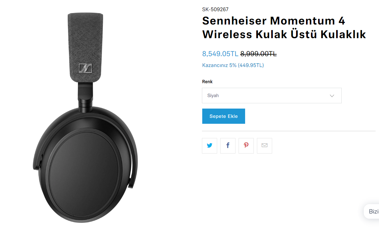 Sennheiser Momentum 4 Türkiye fiyatı