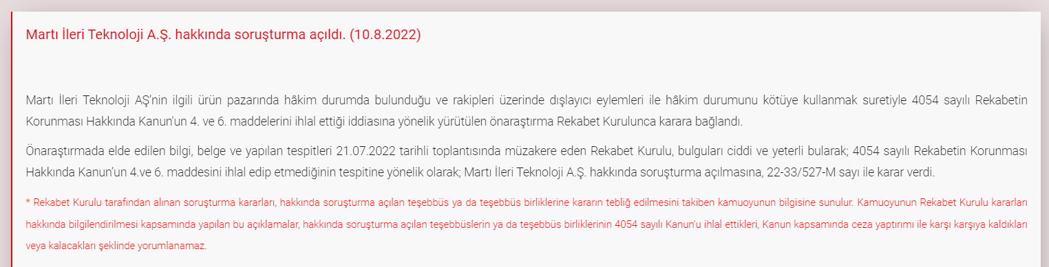 Rekabet Kurumu Martı'ya soruşturma açtı 66