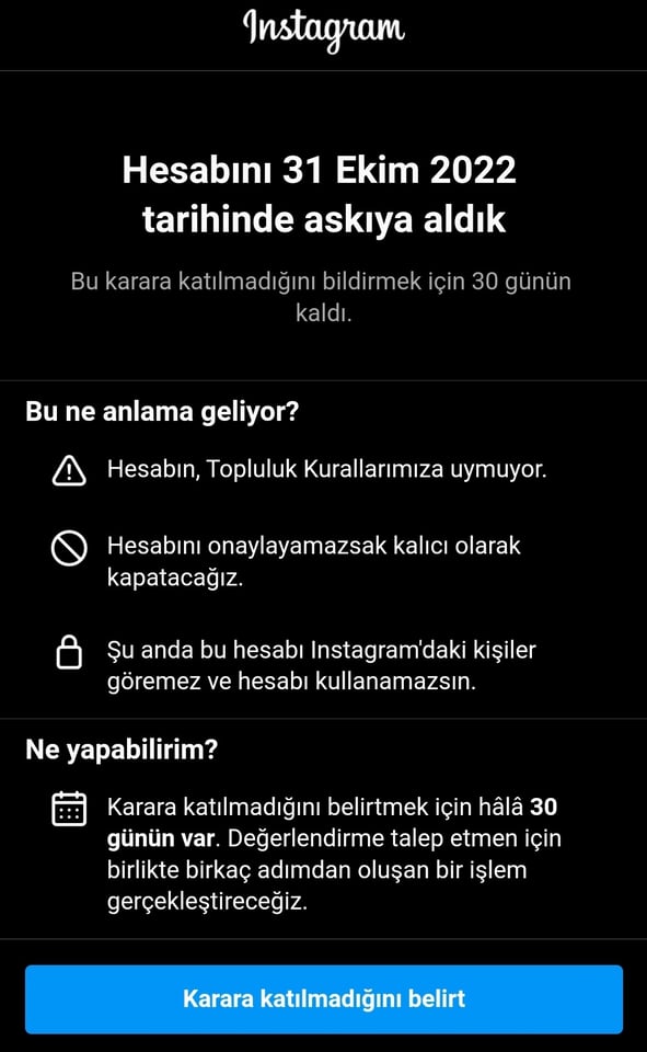 Instagram hesabım askıya alındı ne yapabilirim? Instagram düzeldi mi? 66