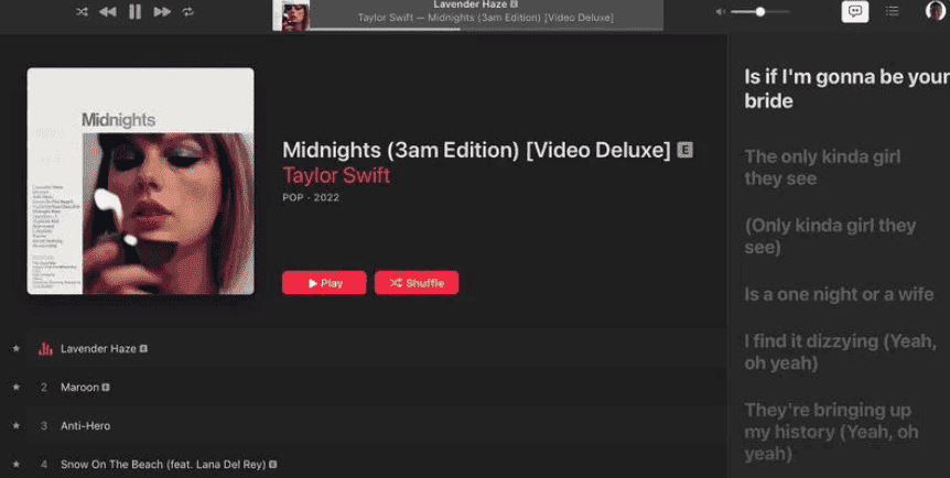 Apple Music Web'de kayan şarkı sözlerini test ediliyor 66