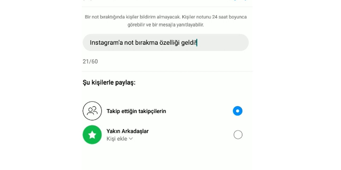 Instagram not bırakma