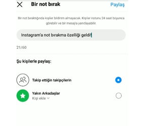 Instagram not bırakma