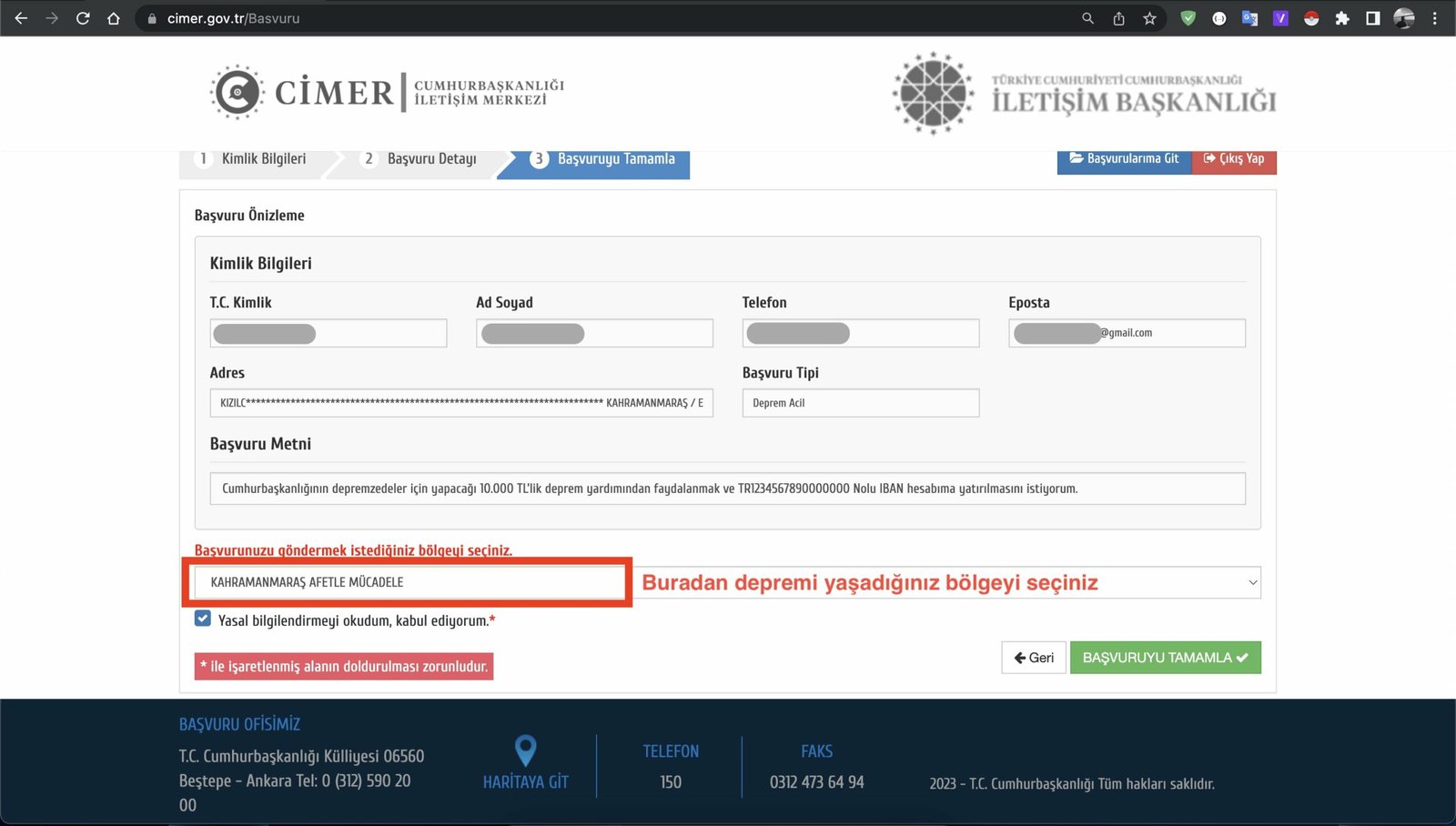 cimer deprem yardımı